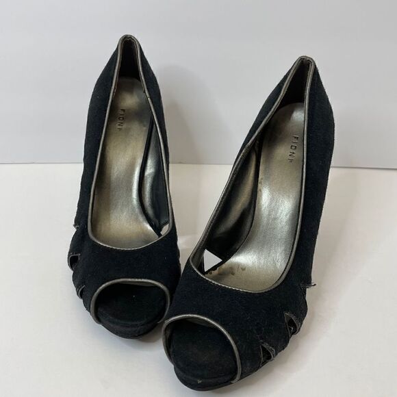 Fioni | Black| Suede| Peep Toe| Heel| 7 1/2 woman’s - Picture 11 of 12